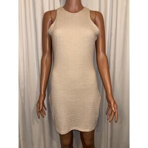 Mebius Beige Textured Sleeveless Dress Size Small